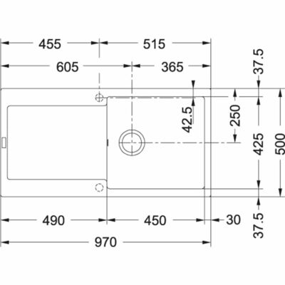 Franke Maris MRG 611-L Kitchen Sink 114.0630.730 - Technical Drawing